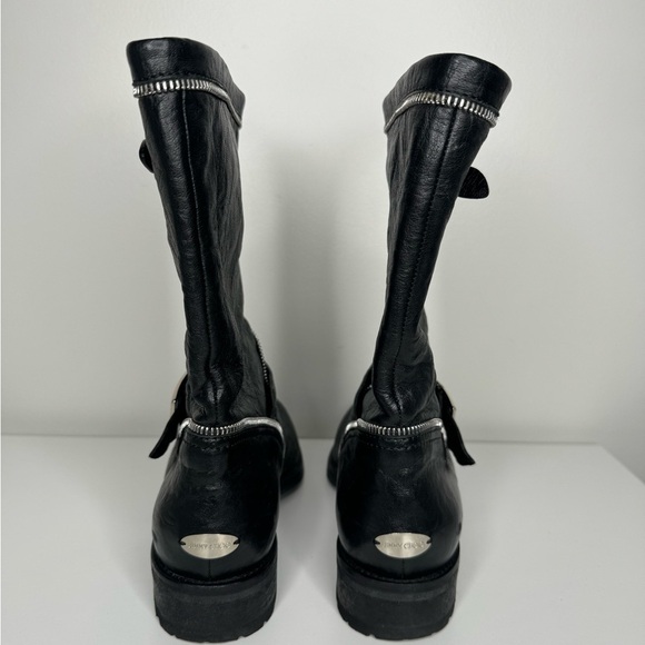 Jimmy Choo Dakar Crinkled Leather Mid Calf Boots -Luxury and Style in Every Step - Picture 3 of 10